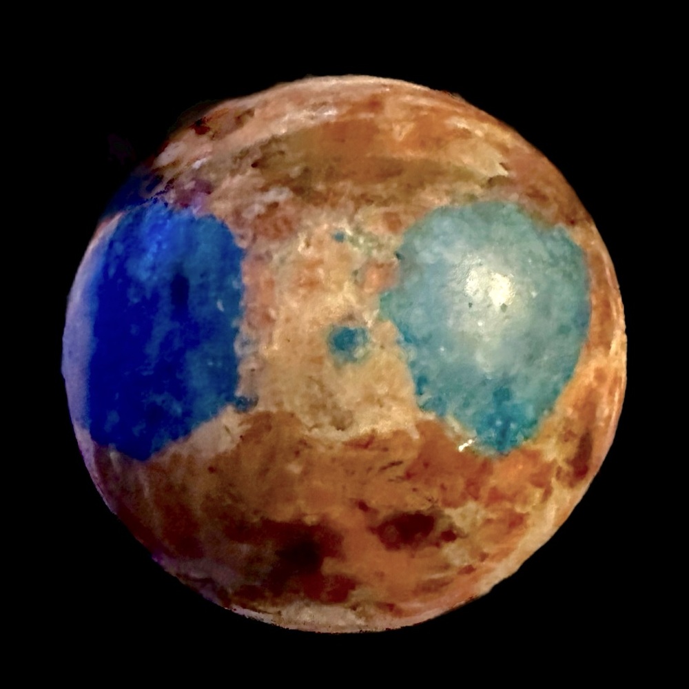 Blue Apatite in Sunstone Sphere - Picture 6 of 8